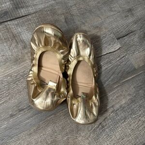 Gold Women's Foldable Ballet Flats - Comfortable Slip-On Loafers